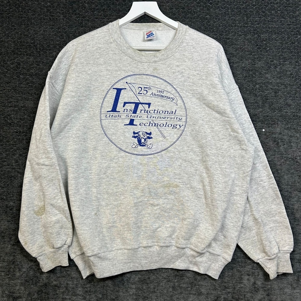 Jerzees Super Sweats Utah State University Sweatshirt Men's Gray USA Made - XL